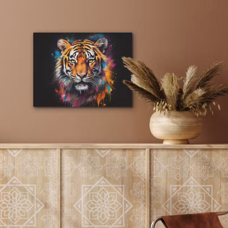 Tijger - Graffiti - Dieren - Zwart PET vilt klein -sfeer4