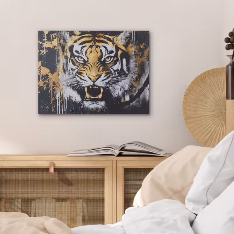 Tijger - Verfspatten - Goud PET vilt klein -sfeer3