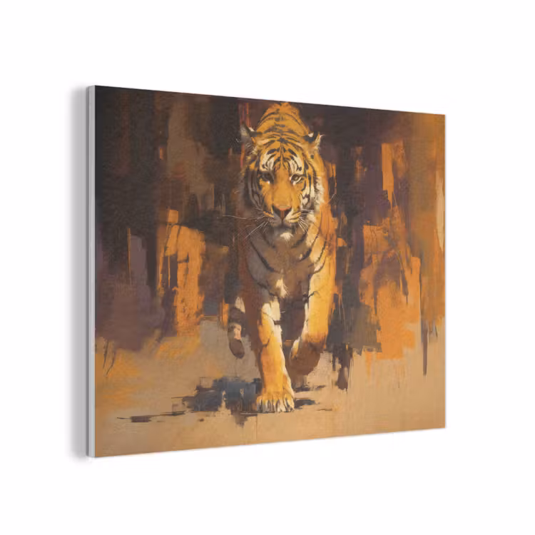 Tijger - Geschilderd - Oranje - Penseelstreken PET vilt klein -3d