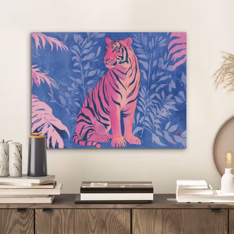Tijger - Roze - Bladeren - Jungle PET vilt klein -sfeer1