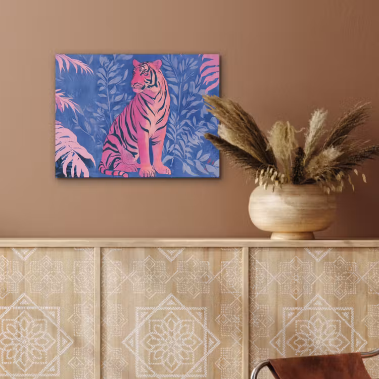 Tijger - Roze - Bladeren - Jungle PET vilt klein -sfeer4
