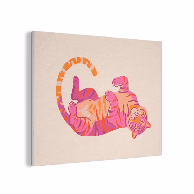 Tijger - Roze - Oranje PET vilt klein -3d