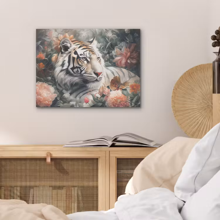 Tijger - Wilde dieren - Bloemen - Jungle PET vilt klein -sfeer3