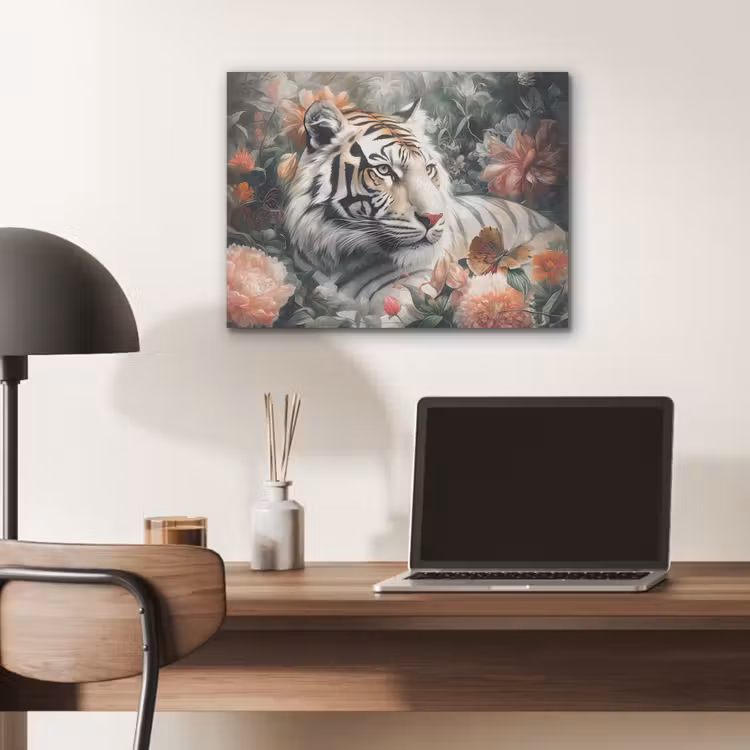Tijger - Wilde dieren - Bloemen - Jungle PET vilt klein -sfeer5