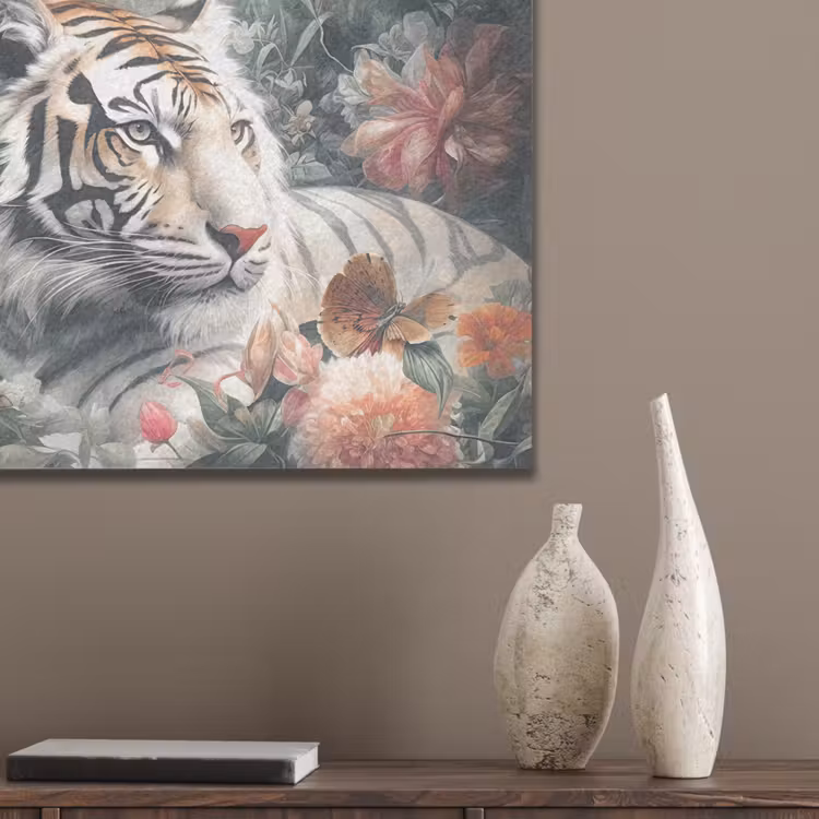 Tijger - Wilde dieren - Bloemen - Jungle PET vilt klein -sfeer6_closeup