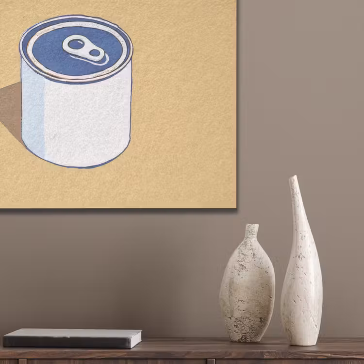 Blikje - Minimalistisch - Blauw - Illustratie PET vilt klein -sfeer6_closeup