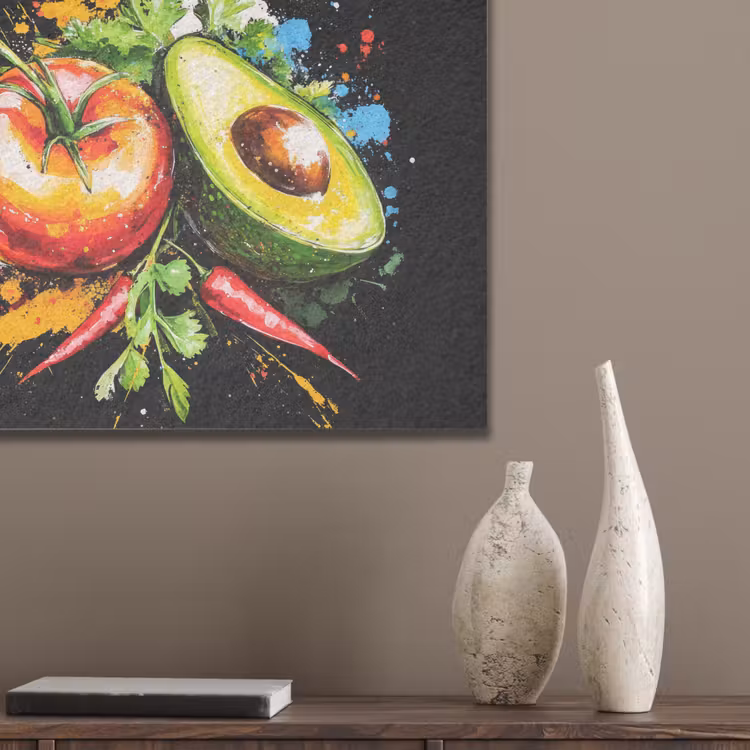 Tomaat - Avocado - Peper - Graffiti - Verf - Modern PET vilt klein -sfeer6_closeup