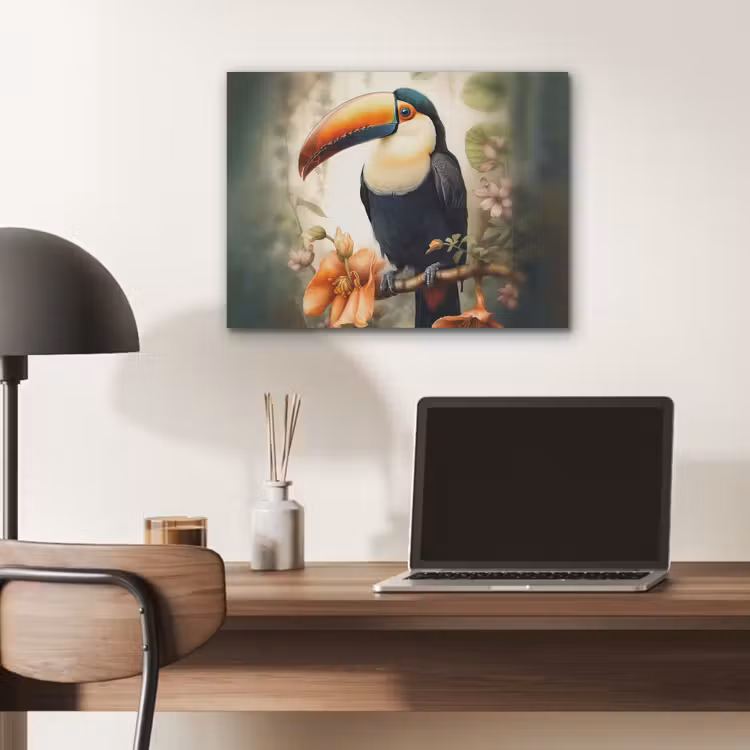 Toekan - Vogel - Bloemen - Planten PET vilt klein -sfeer5