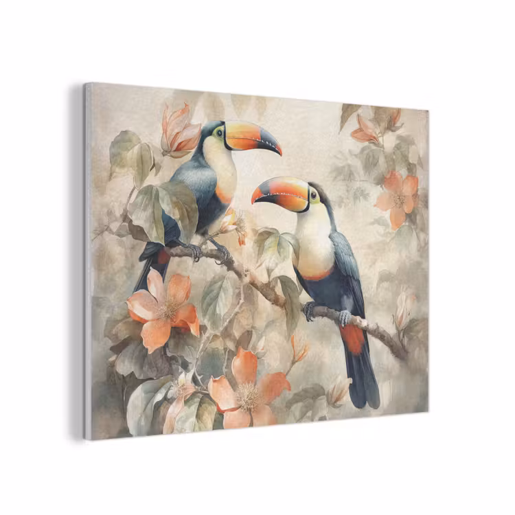 Toekan - Vogels - Bloemen - Tak PET vilt klein -3d