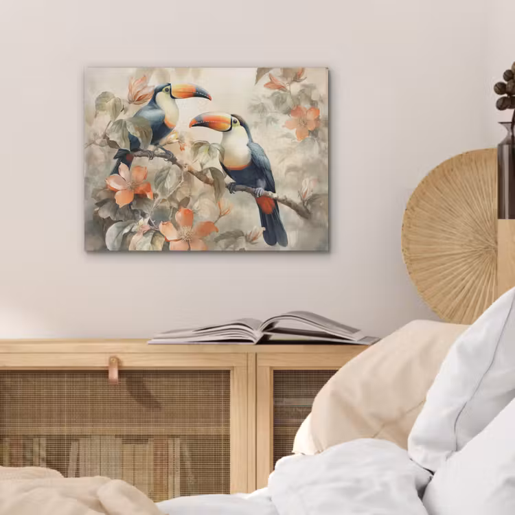 Toekan - Vogels - Bloemen - Tak PET vilt klein -sfeer3
