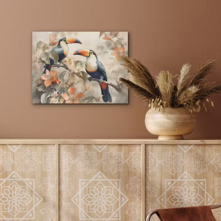 Toekan - Vogels - Bloemen - Tak PET vilt klein -sfeer4