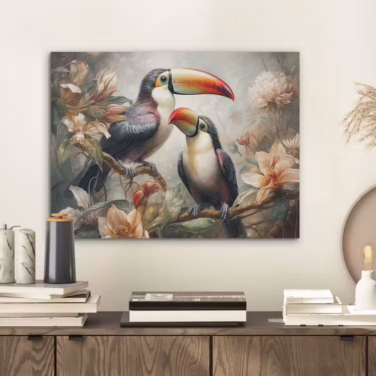 Toekan - Vogels - Bloemen - Jungle PET vilt klein -sfeer1