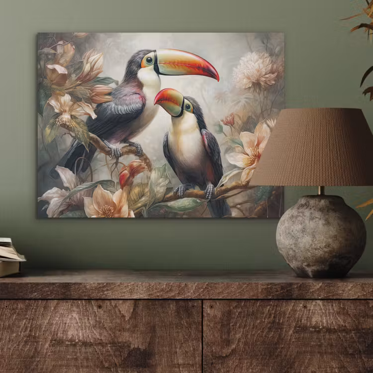 Toekan - Vogels - Bloemen - Jungle PET vilt klein -sfeer2