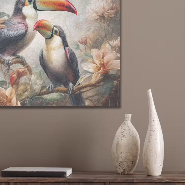 Toekan - Vogels - Bloemen - Jungle PET vilt klein -sfeer6_closeup