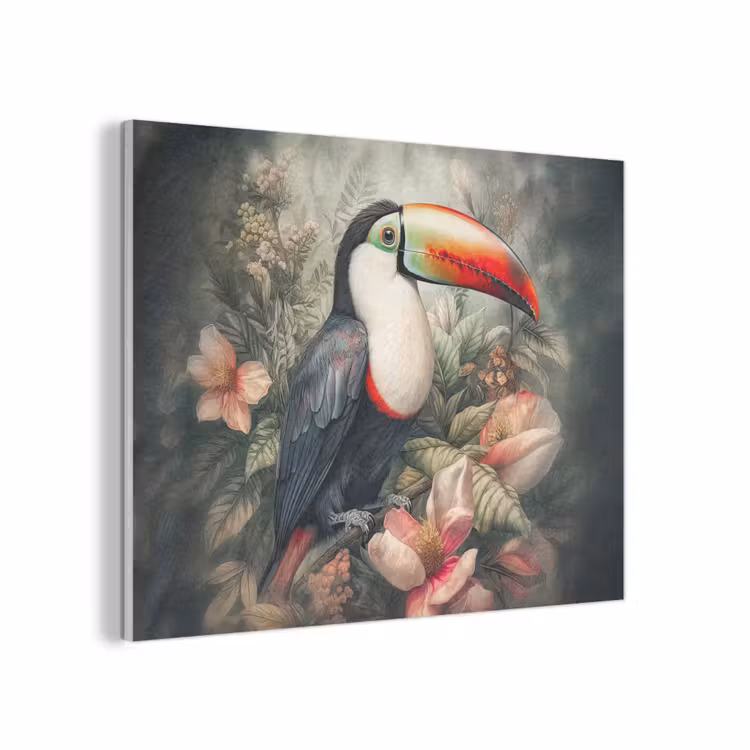 Toekan - Vogels - Bloemen - Planten - Tropisch PET vilt klein -3d