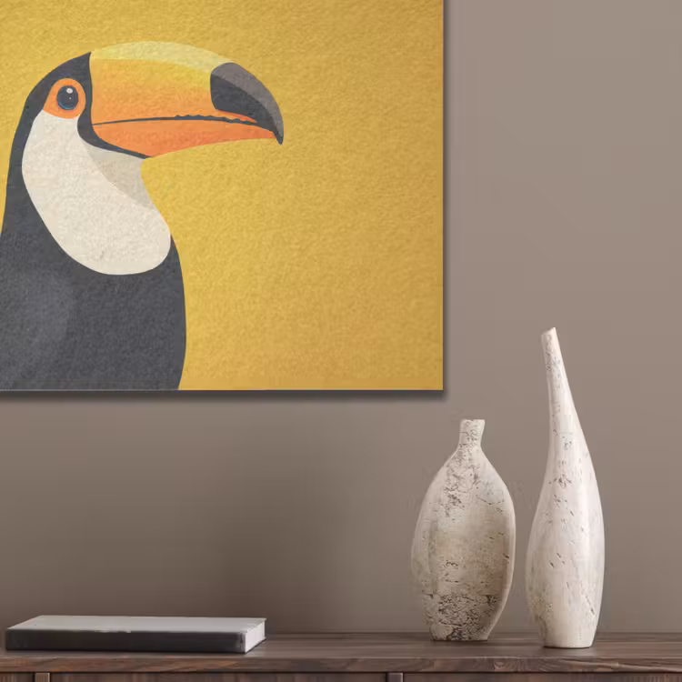 Toekan - Minimalistisch - Snavel - Oranje PET vilt klein -sfeer6_closeup