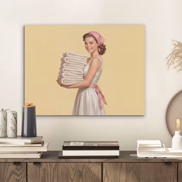 Handdoeken - Vrouw - Jurk - Roze PET vilt klein -sfeer1