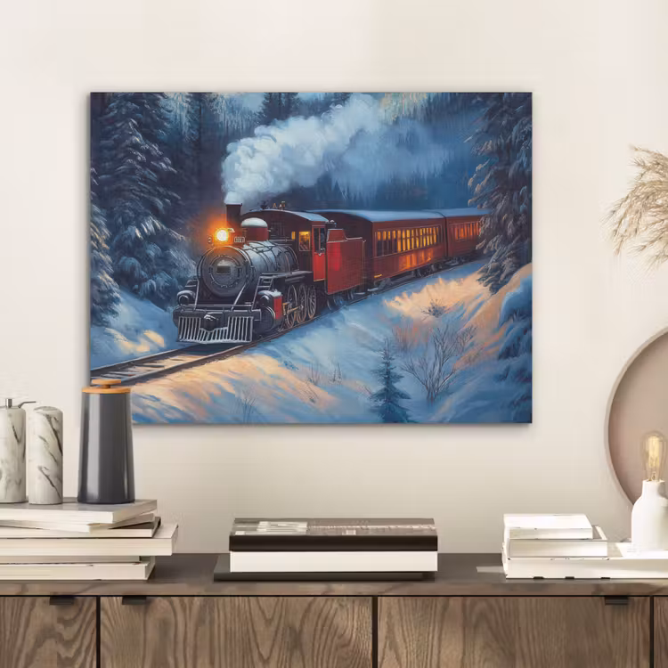 Trein - Kerst - Sneeuw - Kersttrein PET vilt klein -sfeer1