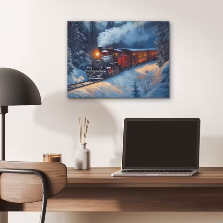 Trein - Kerst - Sneeuw - Kersttrein PET vilt klein -sfeer5