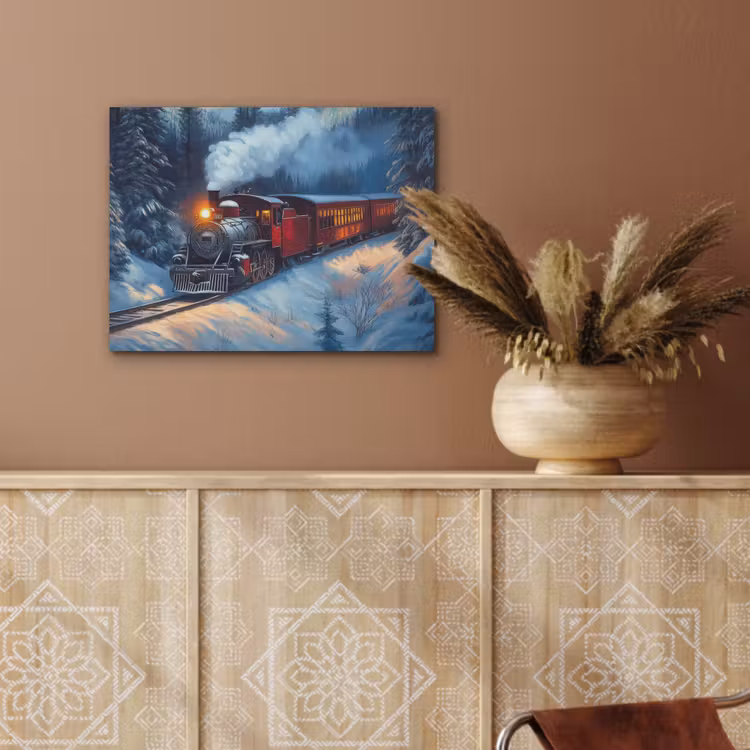 Trein - Kerst - Sneeuw - Kersttrein PET vilt klein -sfeer4