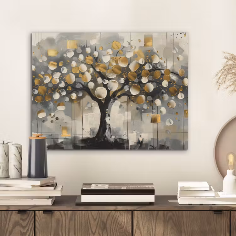 Boom - Abstract - Beige - Goud - Zwart PET vilt klein -sfeer1