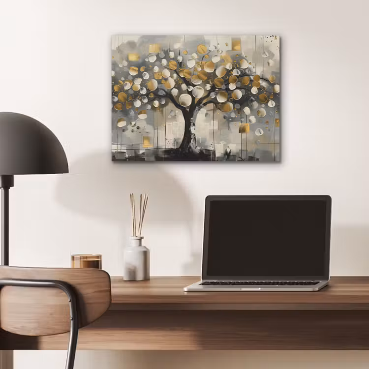 Boom - Abstract - Beige - Goud - Zwart PET vilt klein -sfeer5