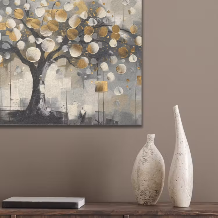 Boom - Abstract - Beige - Goud - Zwart PET vilt klein -sfeer6_closeup
