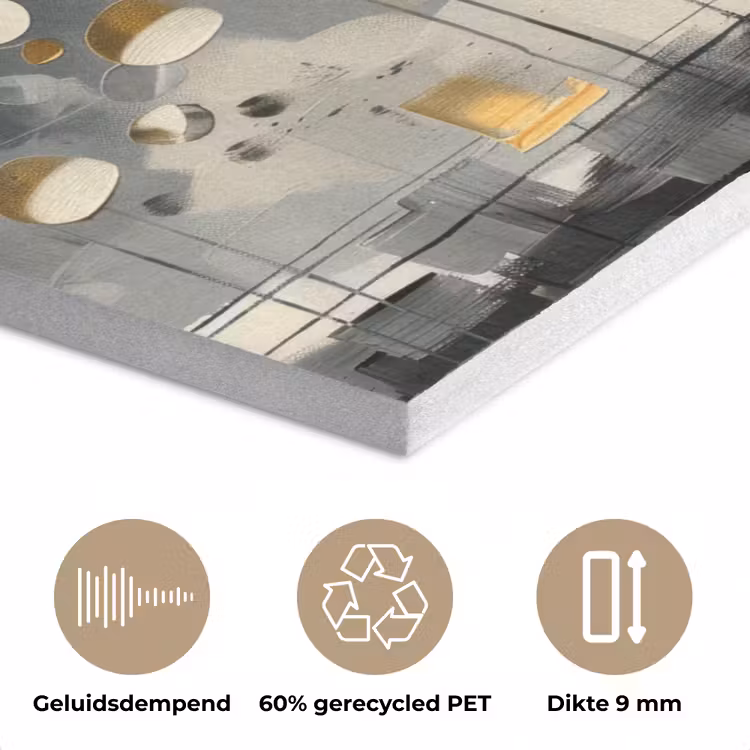 Boom - Abstract - Beige - Goud - Zwart PET vilt klein -closeup_NL
