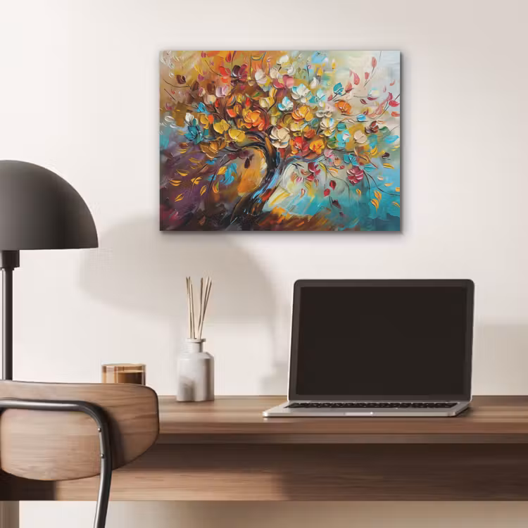 Boom - Abstract - Kleurrijk - Bloemen PET vilt klein -sfeer5