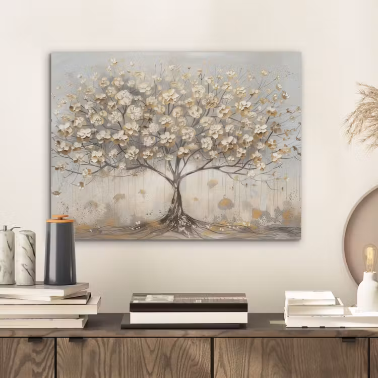Boom - Beige - Goud - Verflook - Grijs PET vilt klein -sfeer1