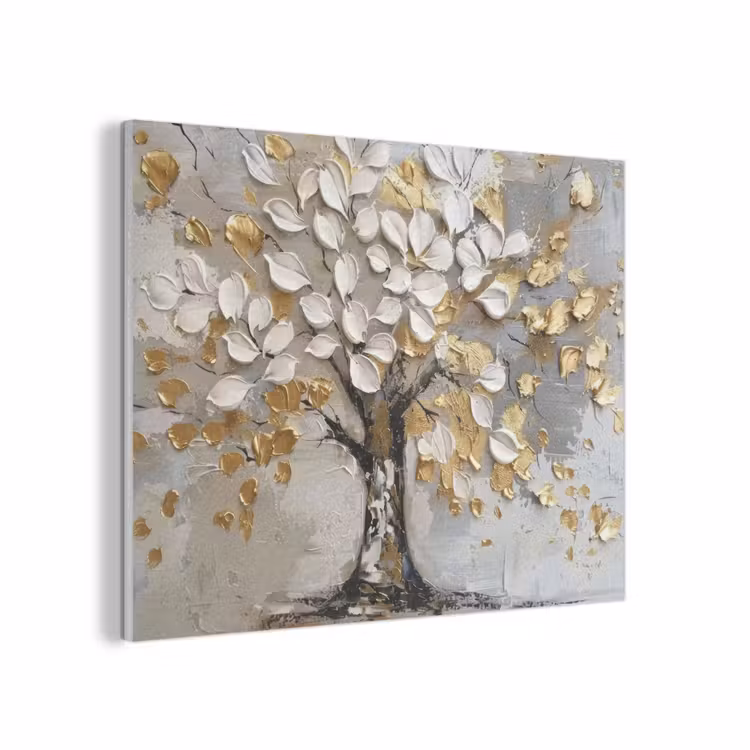Boom - Beige - Grijs - Goud - Abstract PET vilt klein -3d