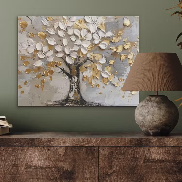 Boom - Beige - Grijs - Goud - Abstract PET vilt klein -sfeer2