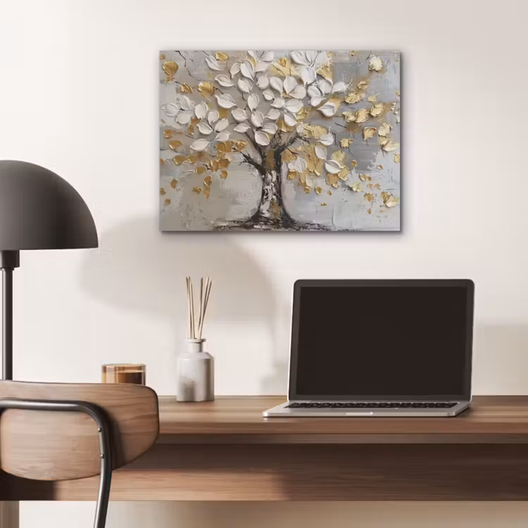Boom - Beige - Grijs - Goud - Abstract PET vilt klein -sfeer5