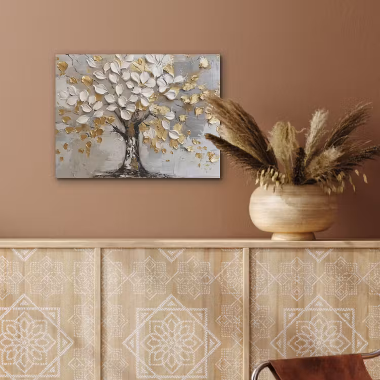 Boom - Beige - Grijs - Goud - Abstract PET vilt klein -sfeer4