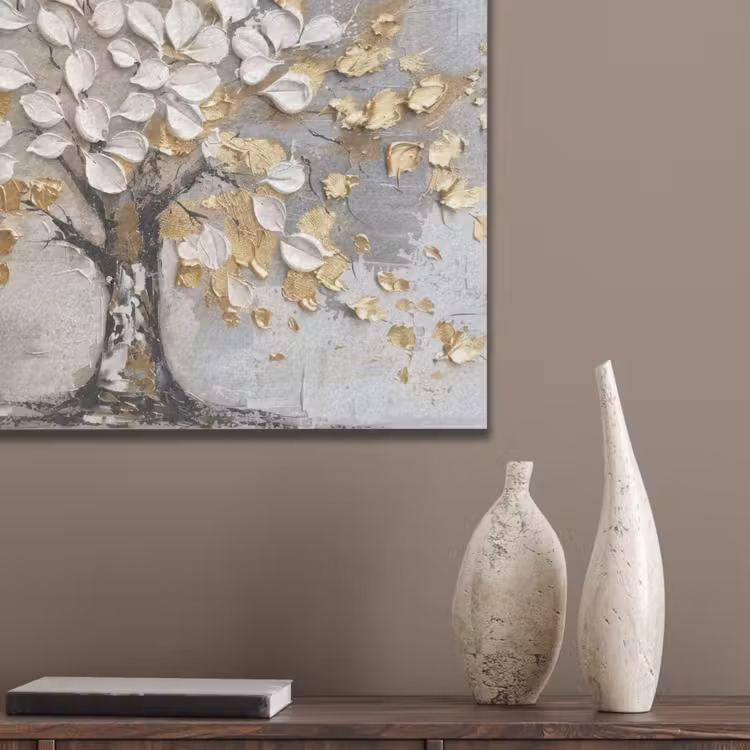 Boom - Beige - Grijs - Goud - Abstract PET vilt klein -sfeer6_closeup
