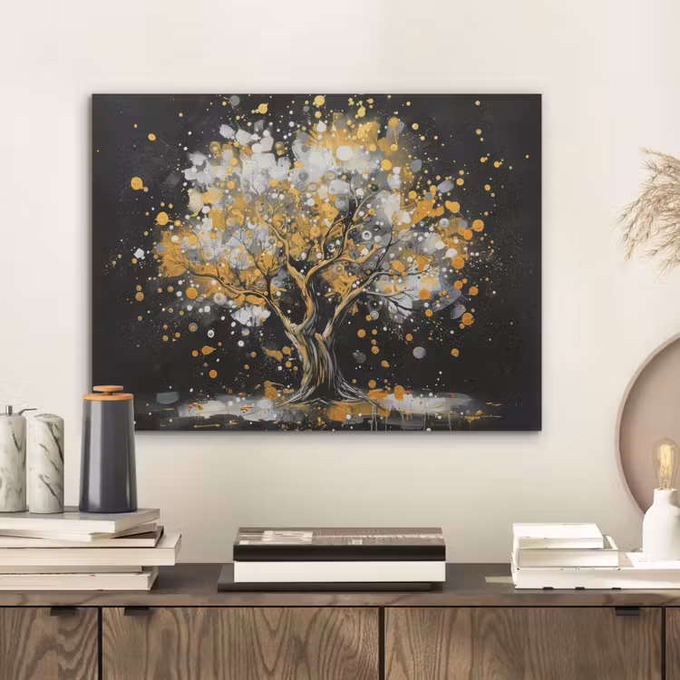 Boom - Zwart - Goud - Wit - Modern PET vilt klein -sfeer1