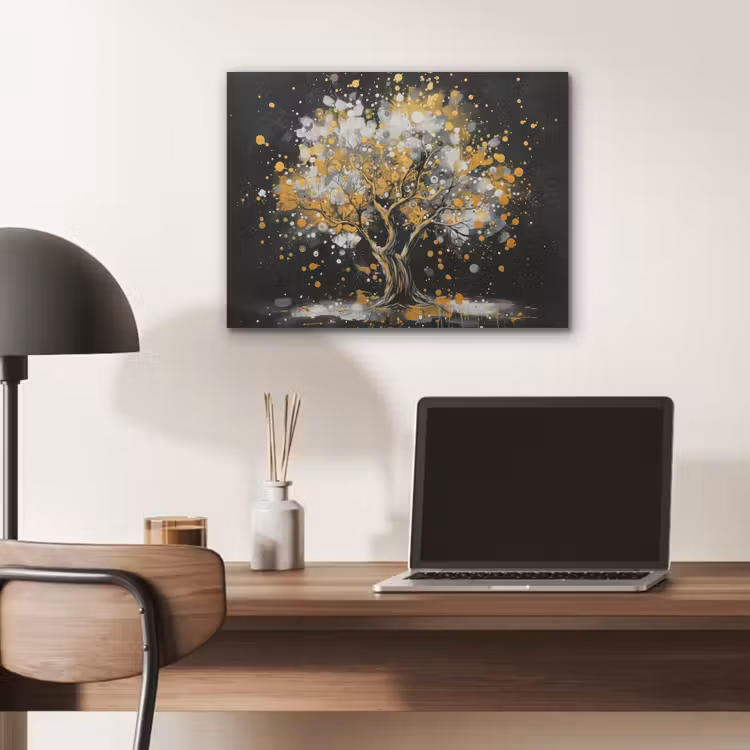 Boom - Zwart - Goud - Wit - Modern PET vilt klein -sfeer5