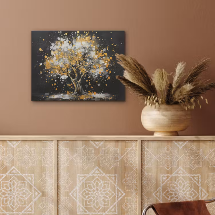 Boom - Zwart - Goud - Wit - Modern PET vilt klein -sfeer4