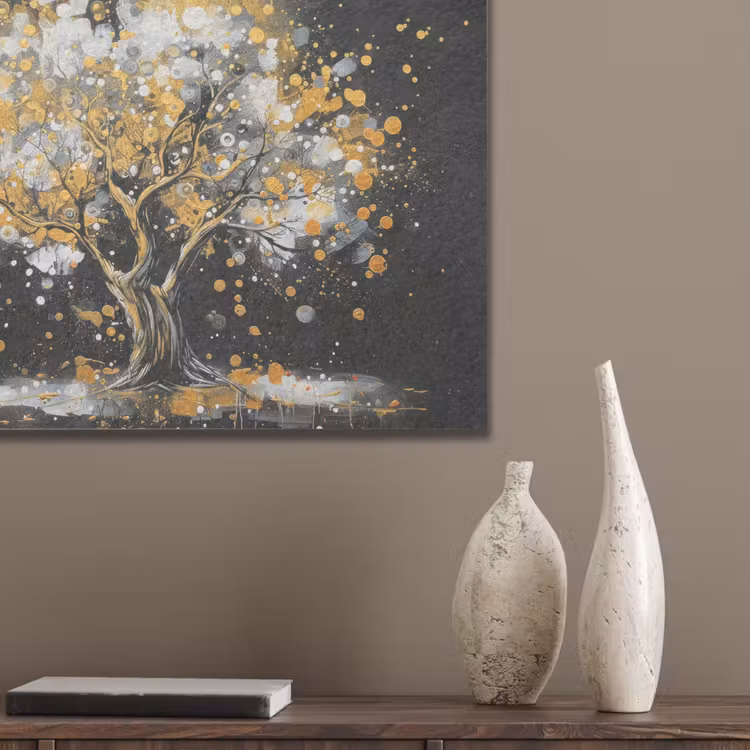 Boom - Zwart - Goud - Wit - Modern PET vilt klein -sfeer6_closeup