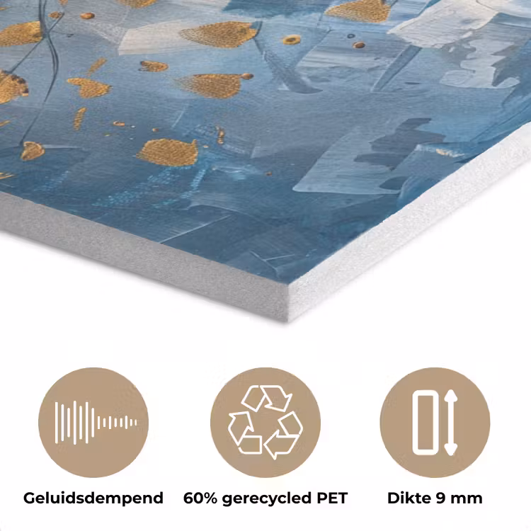 Boom - Blauw - Goud - Abstract PET vilt klein -closeup_NL