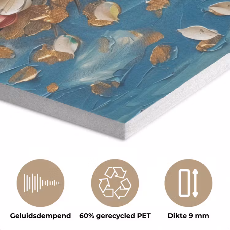 Boom - Blauw - Goud - Abstract - Modern PET vilt klein -closeup_NL