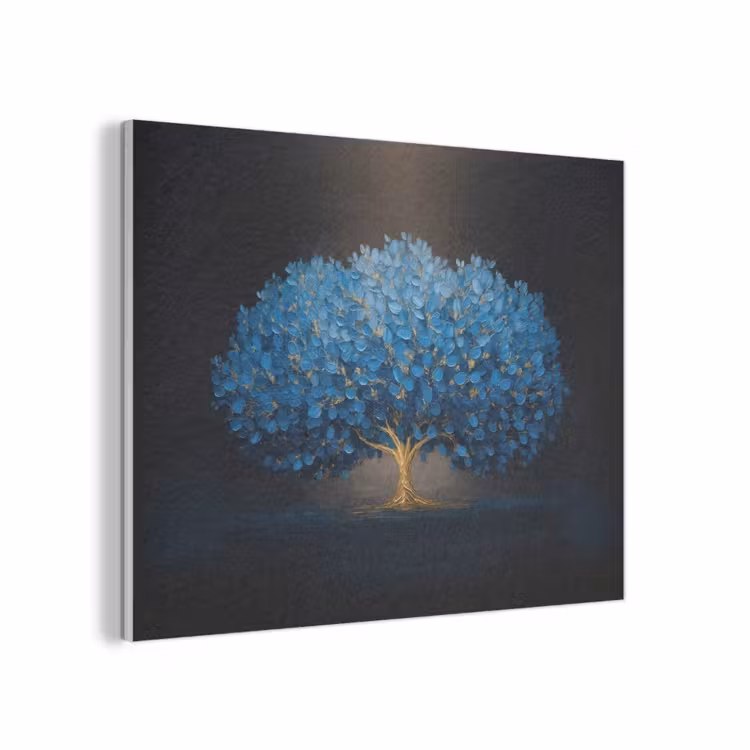 Boom - Blauw - Bladeren - Penseelstreken PET vilt klein -3d