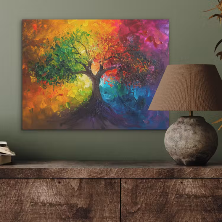 Boom - Kleurrijk - Modern - Abstract PET vilt klein -sfeer2
