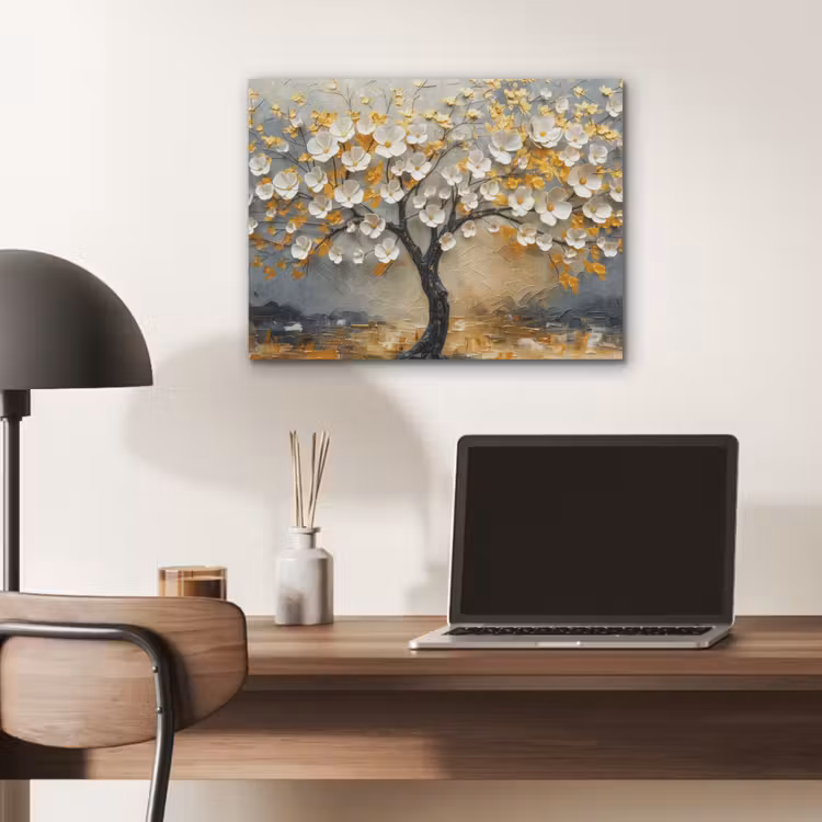 Boom - Bloemen - Goud - Beige PET vilt klein -sfeer5
