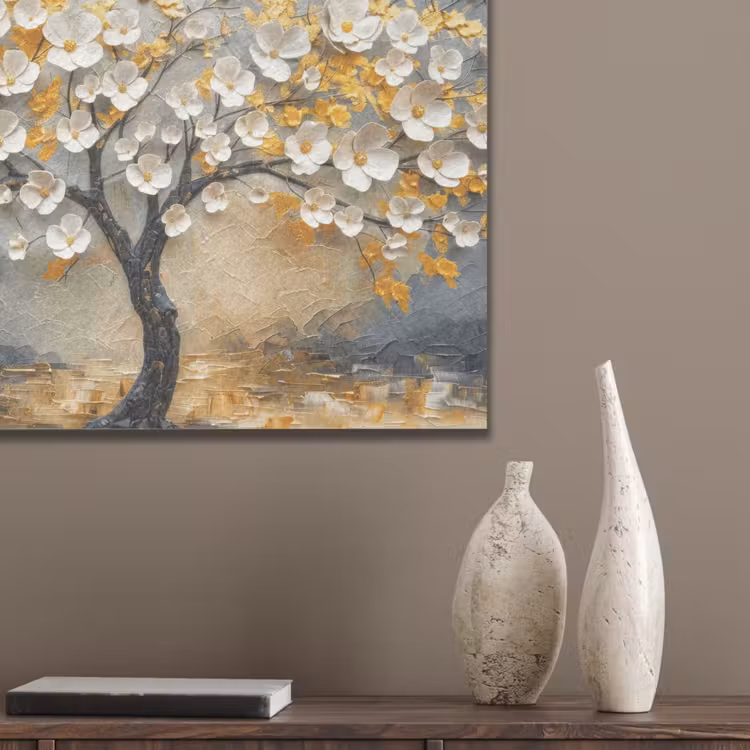 Boom - Bloemen - Goud - Beige PET vilt klein -sfeer6_closeup
