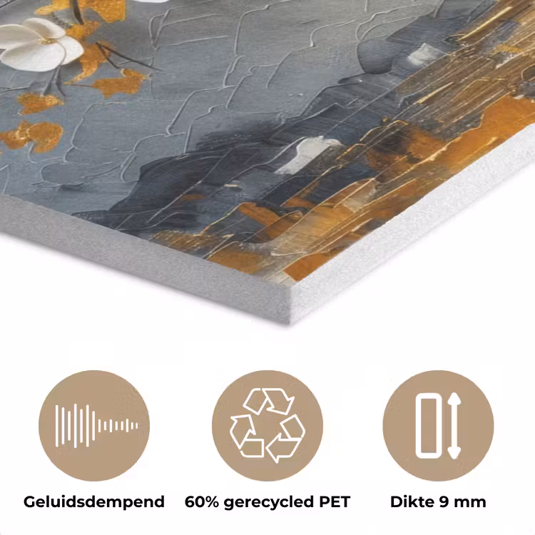 Boom - Bloemen - Goud - Beige PET vilt klein -closeup_NL
