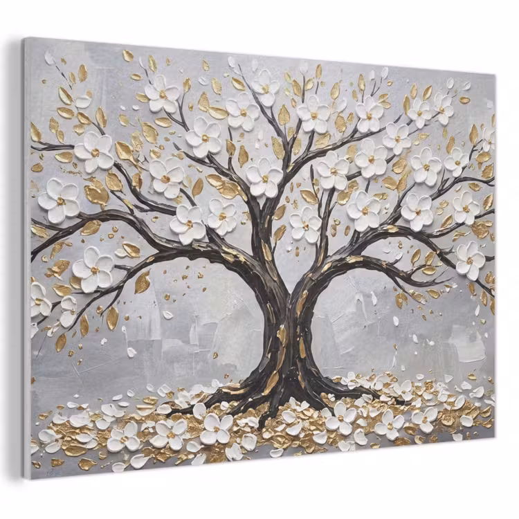 Boom - Bloemen - Natuur - Abstract - Wit PET vilt klein -3d