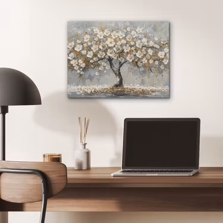 Boom - Bloemen - Wit - Natuur - Kunst PET vilt klein -sfeer5