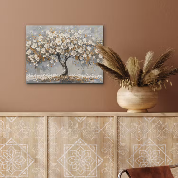 Boom - Bloemen - Wit - Natuur - Kunst PET vilt klein -sfeer4