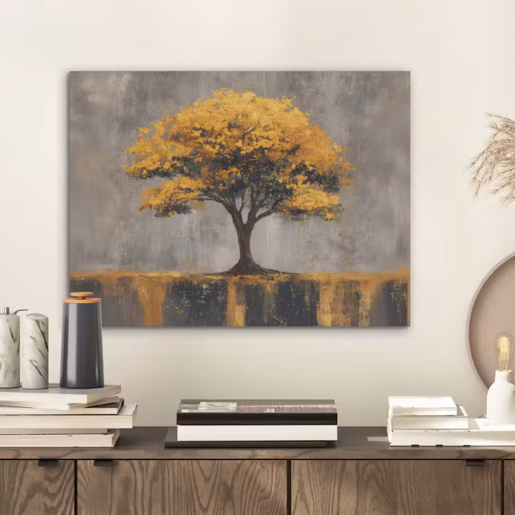 Boom - Bladeren - Goud - Abstract PET vilt klein -sfeer1
